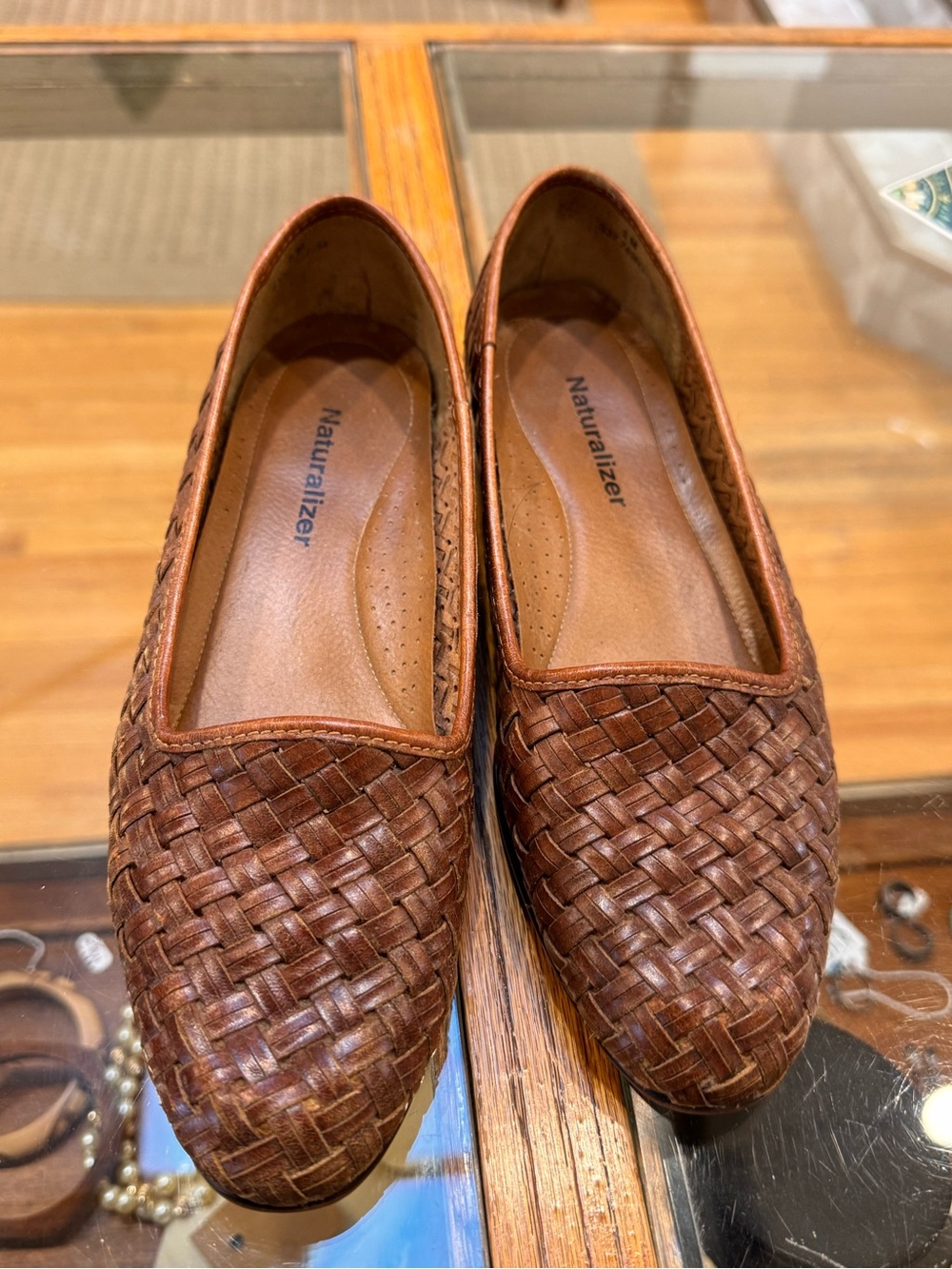 Naturalizer Cognac Woven Leather Ballet Flats